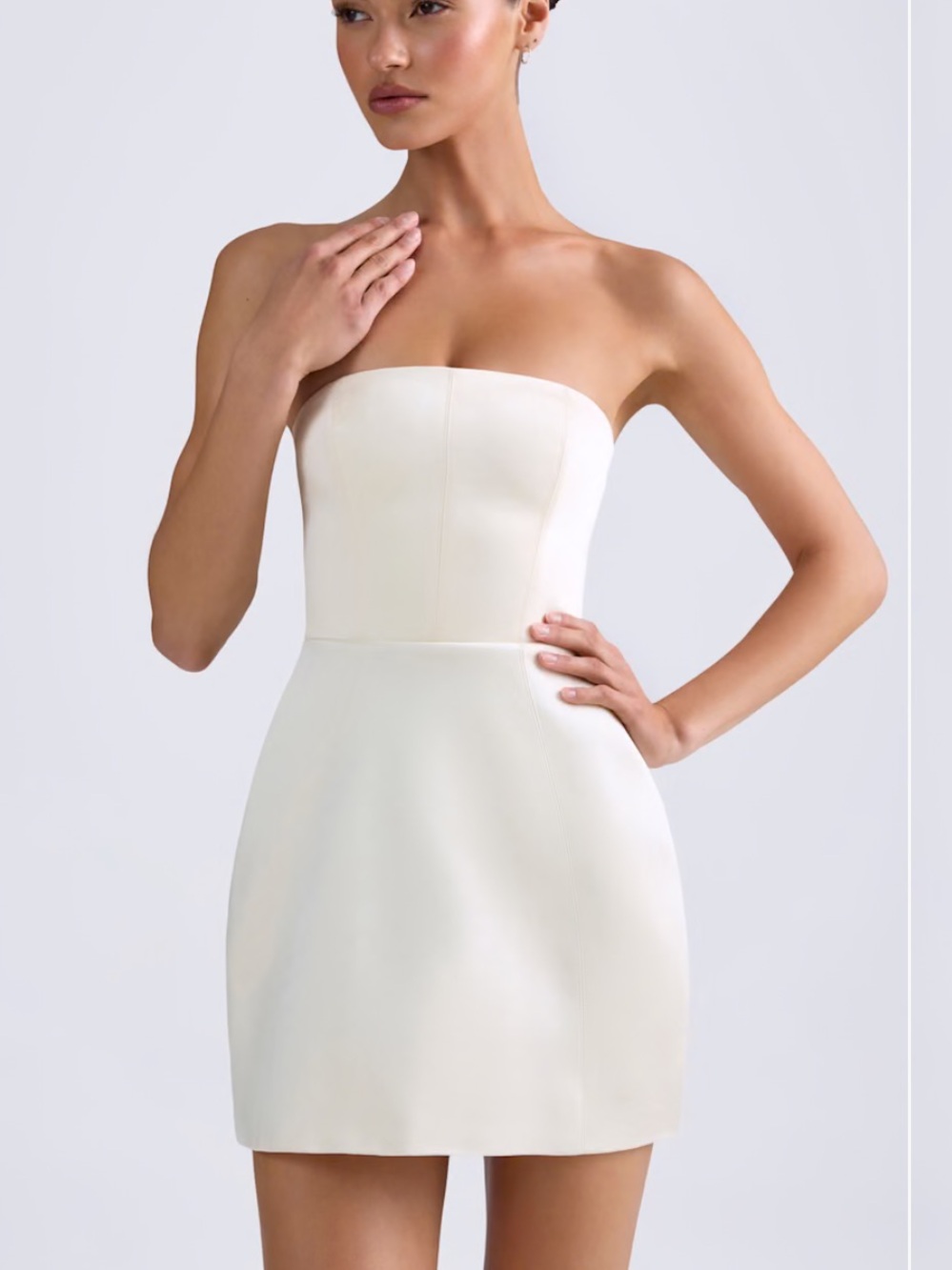 Oh Polly Strapless Cream Mini Dress